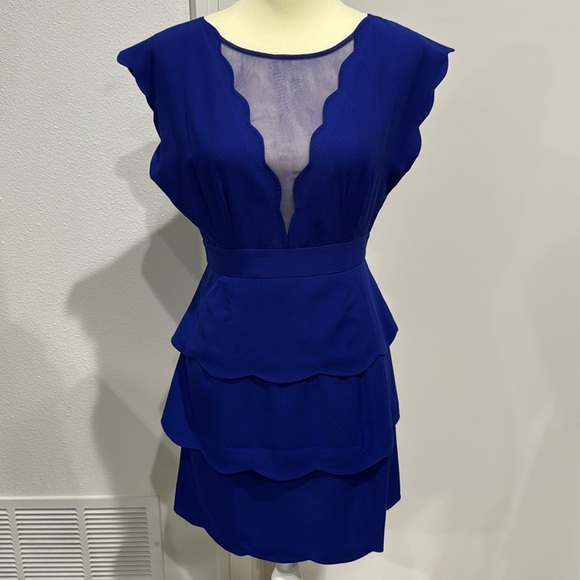 Cooperative Blue Scalloped Layered Peplum Mini Dress - 4 - Picture 5 of 11